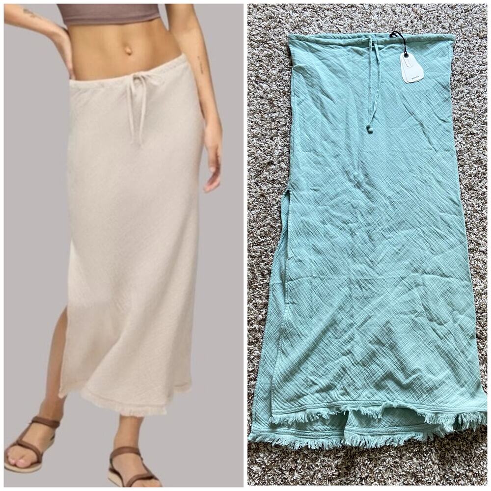 Prana Hideaways Maxi Skirt Sz S Saltwater Organic Cotton Slight Crinkle Texture